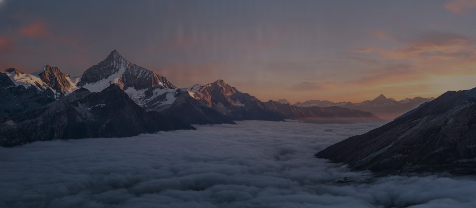 Mountain landscape at sunset