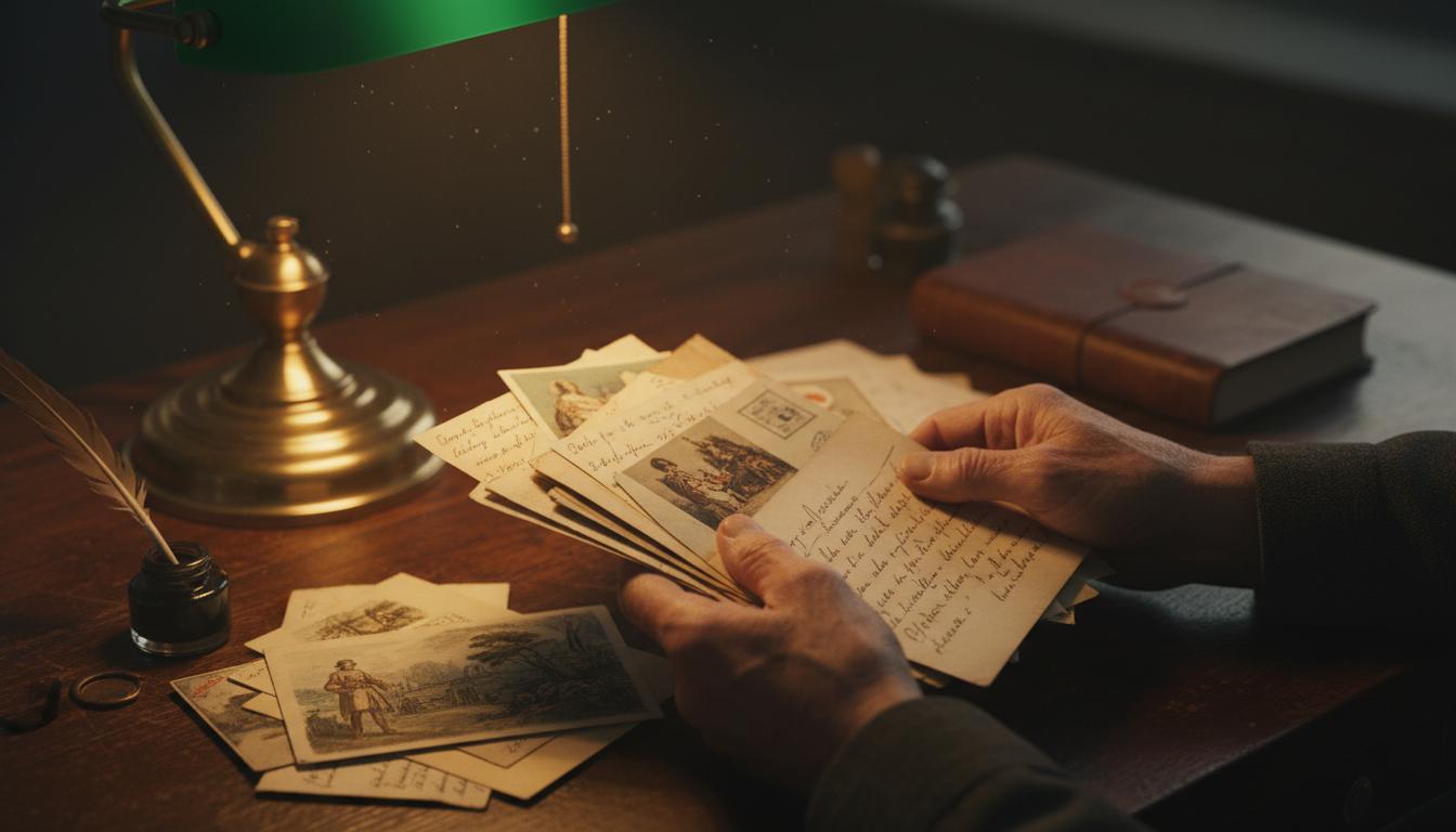 Hands holding old letters